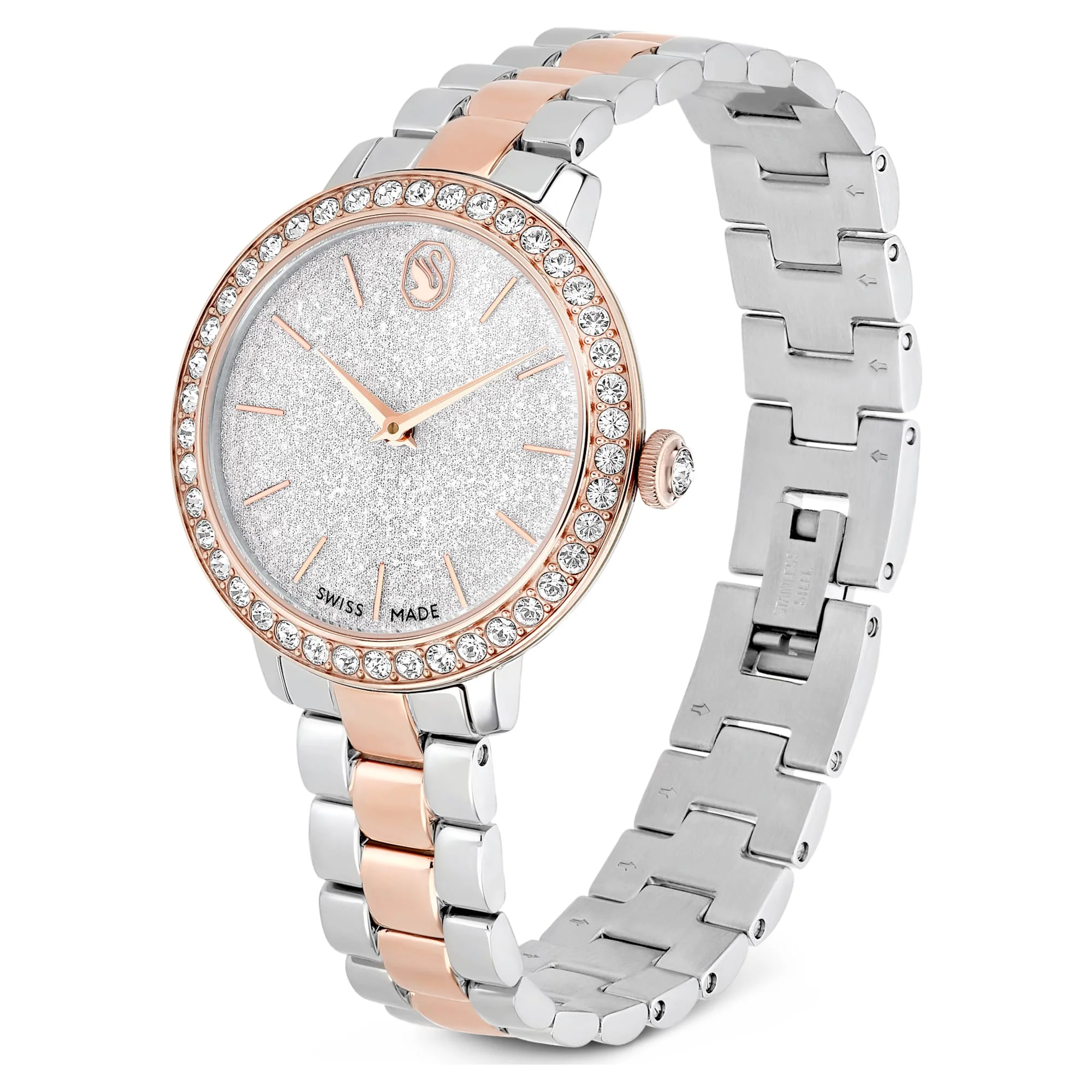 Watch Swiss Made, Metal bracelet, Silver tone, Rose gold-tone finish - Image 2
